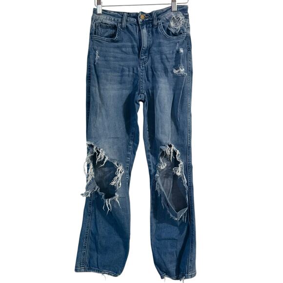 Flying Monkey Ultra High Rise Ankle Straight Distressed Jeans - Size 25 - Picture 1 of 8